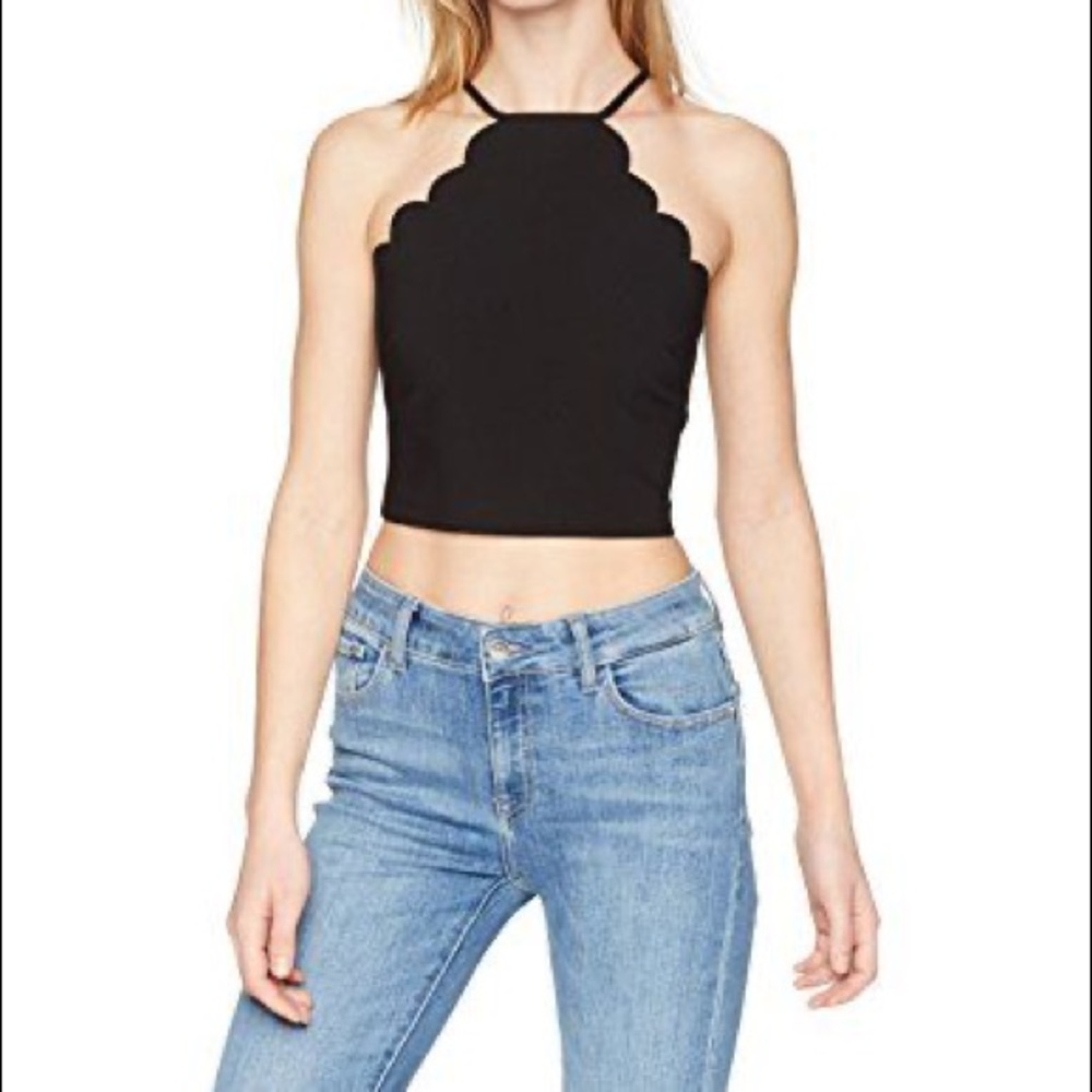 Likely Reeves Scalloped Crop Top (black, xs)